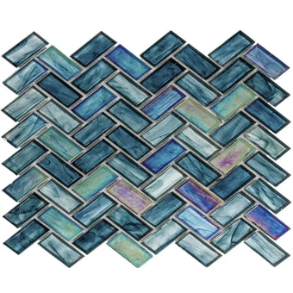 Cobalt Sea Herringbone - glass tile